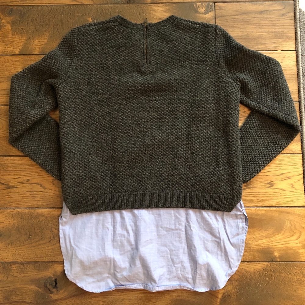 J Crew Grey Sweater with Blue Built in Shirt XXS - Picture 5 of 6